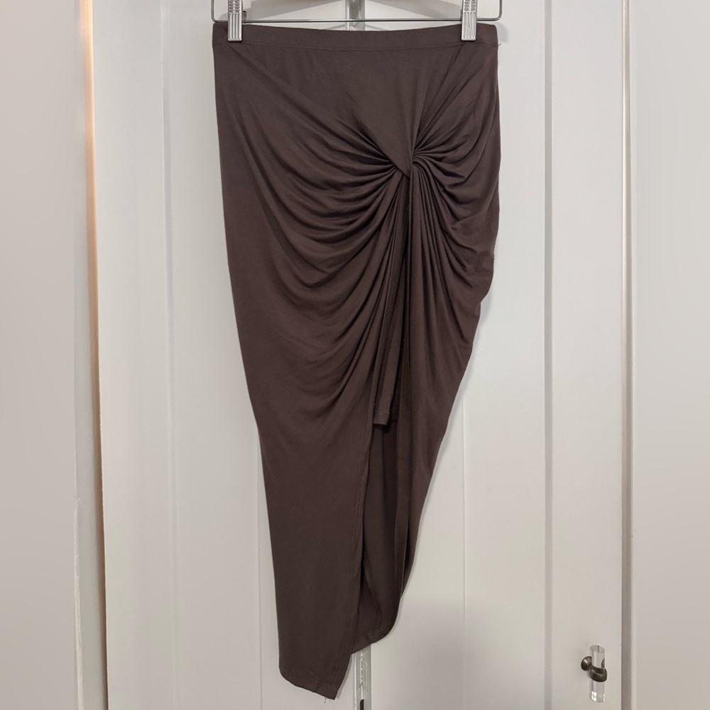 Stella Luce Brown Asymmetrical Maxi Skirt